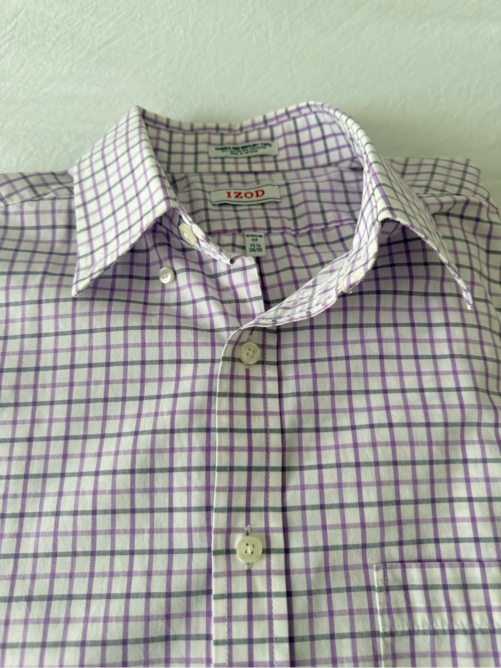 Izod Men's Lavender and White Windowpane Dress Shirt